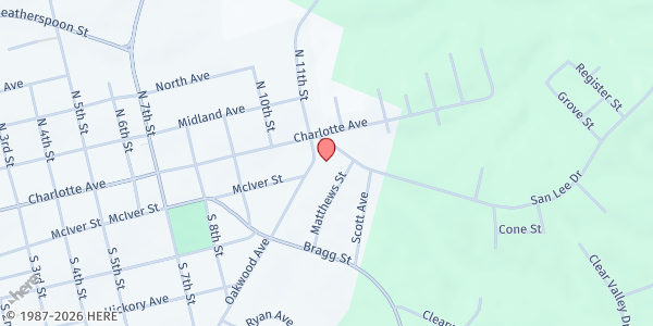 Map showing Faith Hope Deliverance Christian Center at 646 Oakwood Ave., Sanford, NC