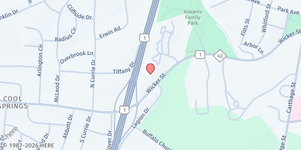 Map showing New Life Praise Church at 2398 Wicker St., Sanford, NC