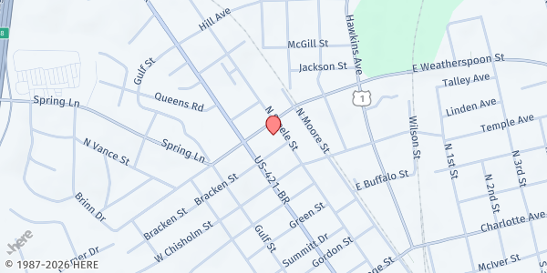 Map showing Salvation Army of Lee County - Food Pantry at 507 N. Steele St., Sanford, NC
