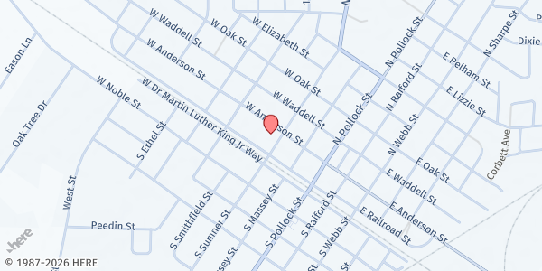 Map showing Edgerton Memorial UMC at 401 W. Anderson St., Selma, NC