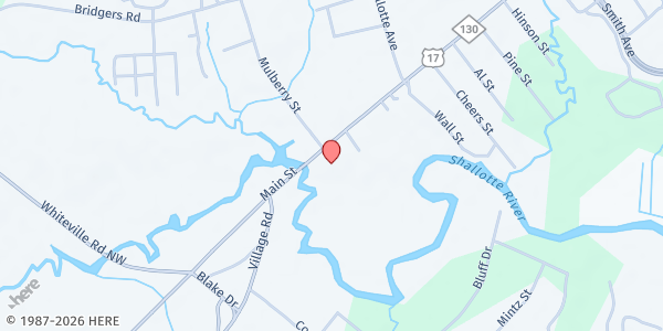 Map showing South Brunswick InterChurch Council - The Lord's Food Pantry at 3610 Express Dr., Shallotte, NC