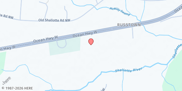 Map showing St. Brendans Church at 5101 Ocean Hwy. W., Shallotte, NC