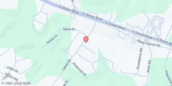 Map showing Bethany FBC at 207 Caleb Rd., Shelby, NC
