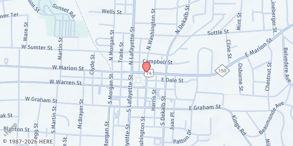 Map showing Central United Methodist at 200 East Marion St, Shelby, NC