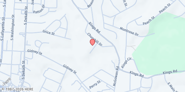 Map showing Faith Missionary Baptist Food Pantry at 822 Churchill Rd., Shelby, NC