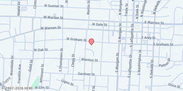 Map showing Hoppers Chapel Food Pantry at 415 W Graham St, Shelby, NC