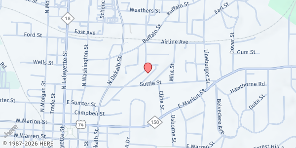 Map showing Mt Calvary Baptist Church at 422 Carolina Ave, Shelby, NC