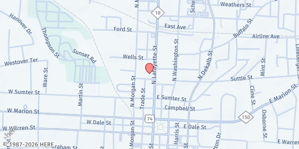 Map showing Salvation Army - Shelby at 305 N. Lafayette St., Shelby, NC