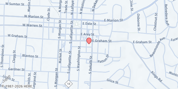 Map showing Shelby Presbyterian Church at 226 East Graham St, Shelby, NC