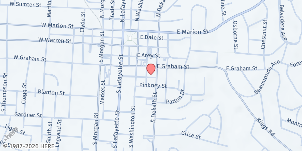 Map showing Shelby Presbyterian Church at 226 E. Graham St., Shelby, NC