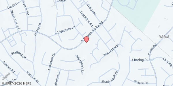 Map showing Shalom Adonai Church of God at 1148 North Sharon Amity Road, Sherwood Forest, NC