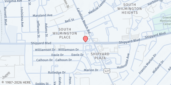 Map showing Full Circle Ministry - Shipyard Plaza at 445 Shipyard Boulevard, Shipyard Plaza, NC