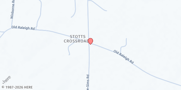 Map showing Family Food Basket at 6321 Old Raleigh Rd., Sims, NC