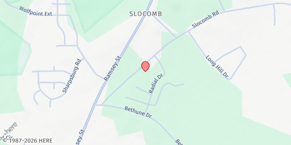 Map showing Piney Grove FWB Food Closet at 244 Slocomb Rd., Slocomb, NC