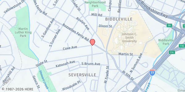 Map showing Clinton Chapel AME Zion Church at 1901 Rozzelles Ferry Road, Smallwood, NC