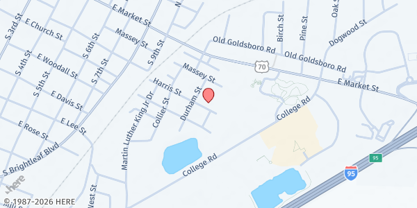 Map showing Shiloh Christian at 211 Durham Street, Smithfield, NC