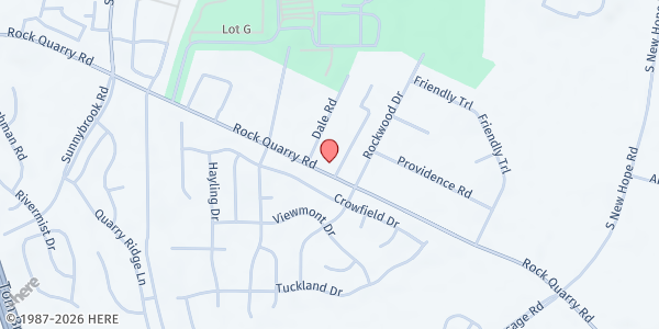 Map showing Emmanuel Hispanic Pentecostal at 4119 Rock Quarry Road, Southeast Raleigh, NC