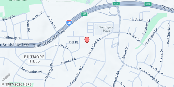 Map showing First Cosmopolitan MBC at 1515 Cross Link Road, Southeast Raleigh, NC