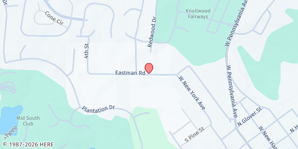 Map showing Pentecostal Assembly of Jesus Christ at 397 Eastman Rd., Southern Pines, NC
