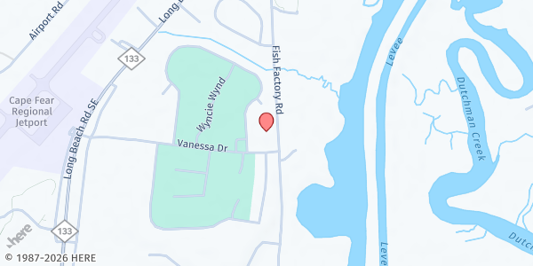 Map showing Shoreline Baptist Church at 4198 Vanessa Dr., Southport, NC