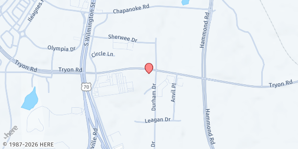 Map showing Salvation Army-Wake County at 205 Tryon Road, Southwest Raleigh, NC
