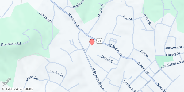 Map showing Alleghany Partnership for Children at 61 Wee Care Ave, Sparta, NC