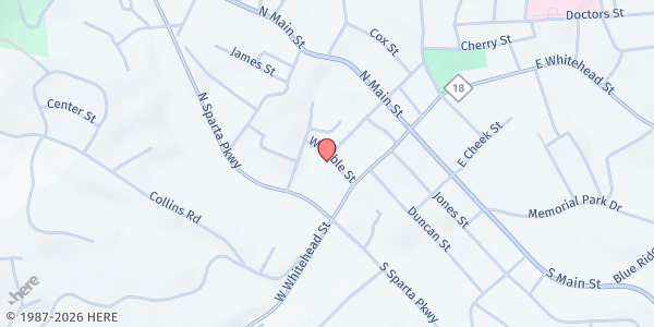 Map showing Solid Rock Food Closet at 71 Womble St, Sparta, NC