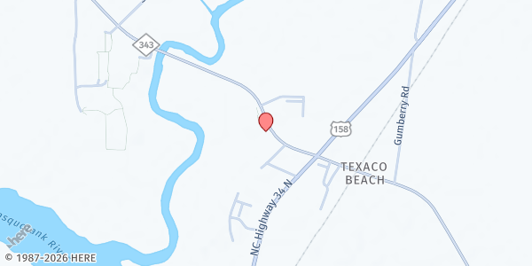 Map showing CSFP Camden County Distribution Site at 117 N. Hwy. 343, Spences Corner, NC