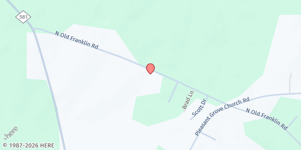 Map showing Life Christian Center at 2872 Old Franklin Rd., Spring Hope, NC