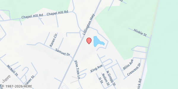 Map showing Cruciform Church of Christ at 360 Pinetree Ln., Spring Lake, NC