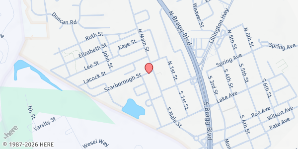 Map showing The Soul Harvest Apostolic Church at 135 N. Main St., Spring Lake, NC