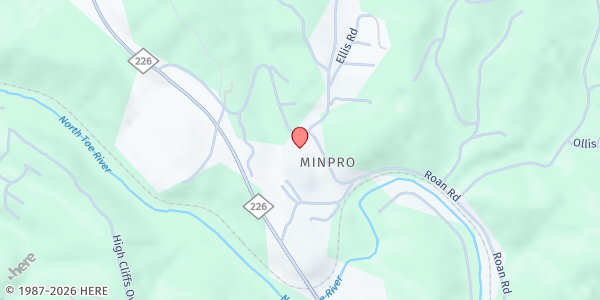 Map showing Freedom Baptist Church/Neighbors Feeding Neighbors at 1353 Roan Rd., Spruce Pine, NC