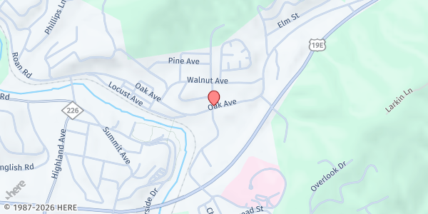 Map showing Mitchell County Safe Place Inc. - Food Distribution Center at , Spruce Pine, NC
