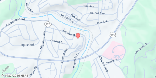 Map showing The Bridge Food Pantry at 97 Pinebridge Ave., Spruce Pine, NC