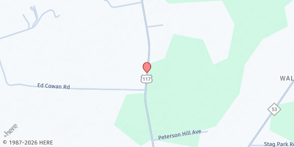 Map showing St. Joseph Parish Outreach at 1303 Hwy. 117 S., St. Helena, NC