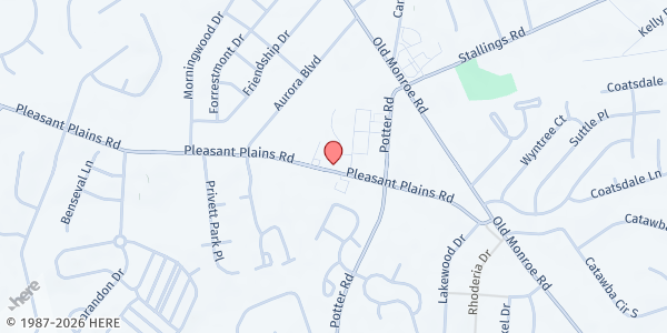 Map showing Sucot Foundation at 3733 Pleasant Plains Road, Stallings, NC