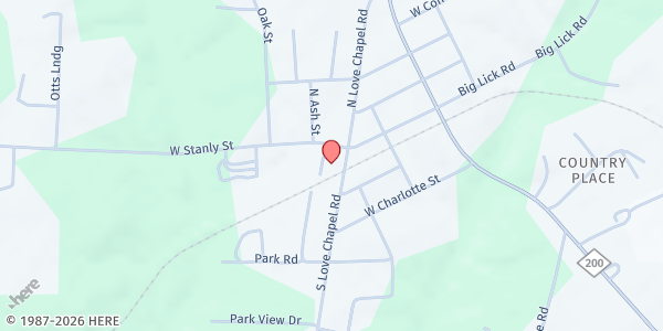 Map showing West Stanly Christian Ministries at 100 S. Love Chapel Rd, Stanfield, NC