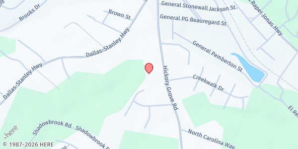 Map showing First United Methodist Church at 5481 Hickory Grove Road, Stanly, NC