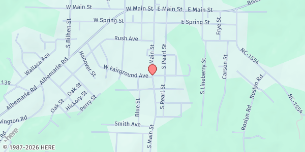 Map showing Montgomery Council on Aging-Star Town Hall Pentacostal at 454 S Main St, Star, NC