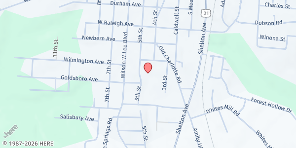 Map showing Diakonos- Fifth Street Shelter at 1421 Fifth St, Statesville, NC