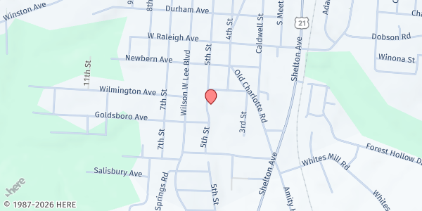 Map showing Diakonos, Inc. - Statesville at 1421 Fifth Street, Statesville, NC
