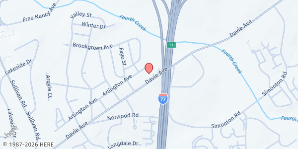 Map showing Iredell Mentoring - Statesville at 1835 Davie Avenue, Statesville, NC