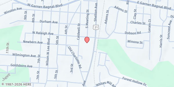 Map showing Yokefellow Ministry of Statesville at 1380 Shelton Ave, Statesville, NC