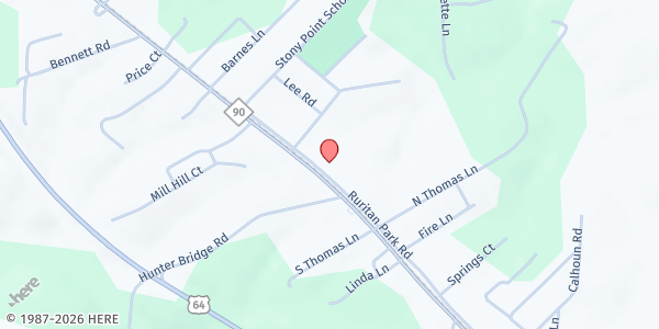 Map showing Stony Point Baptist Church at 231 Ruritan Park Rd, Stony Point, NC