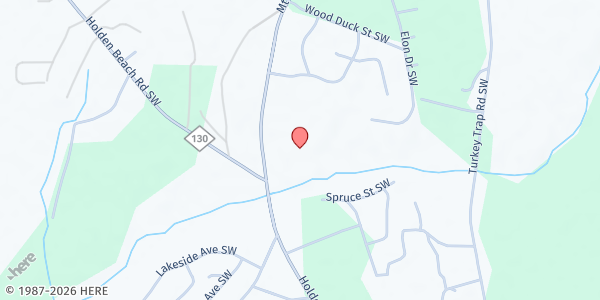 Map showing Brunswick Islands Baptist Church at 1672 Mt. Pisgah Rd., Supply, NC