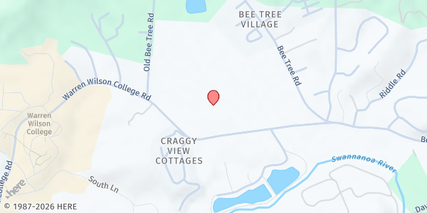 Map showing Hearts With Hands - Swannanoa at 850 Warren Wilson Rd., Swannanoa, NC