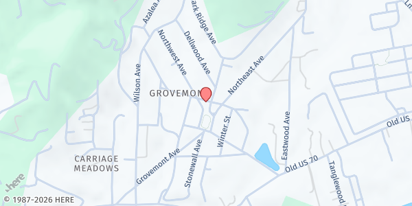 Map showing YMCA of Western NC Mobile Market @ Swannanoa Library at 101 W Charleston Ave, Swannanoa, NC