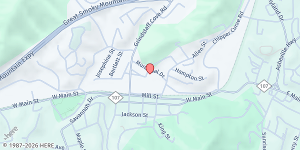Map showing The Community Table at 23 Central St., Sylva, NC
