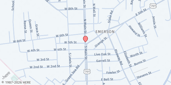 Map showing Believers Home Fellowship at 212 Faith Leann Cir., Tabor City, NC