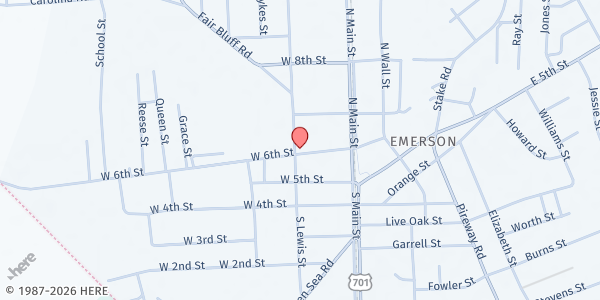 Map showing Southeastern COG at 200 W. Lewis St., Tabor City, NC
